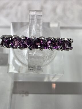 Sterling Silver Rhodolite Garnet Band Ring